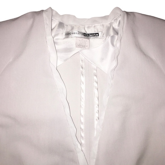 White Blazer Ruffle Trim Business Professional Work Necessary Objects Medium - Picture 3 of 13